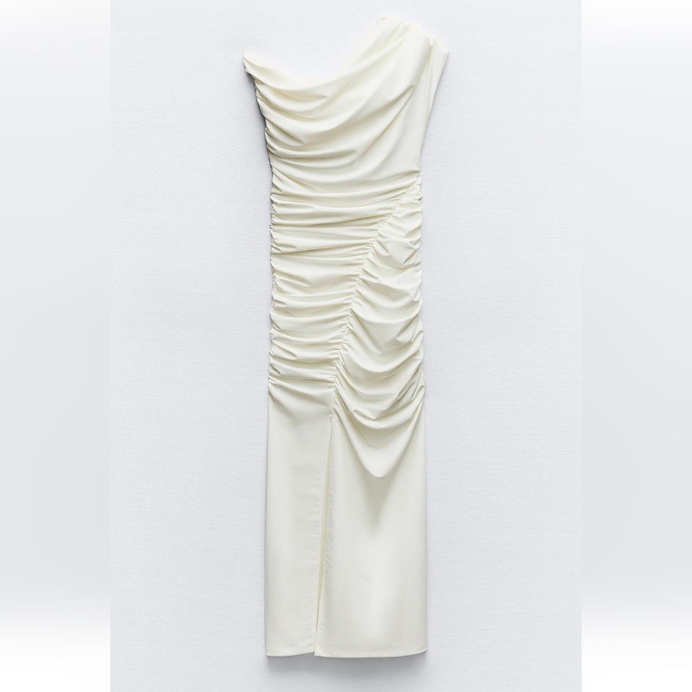Zara White One-Shoulder Midi Dress - Picture 10 of 14